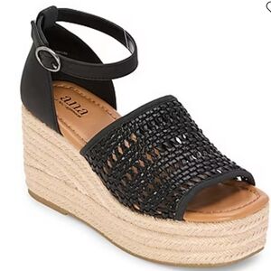 a.n.a Lisa Black Wedge Sandals. 8.5